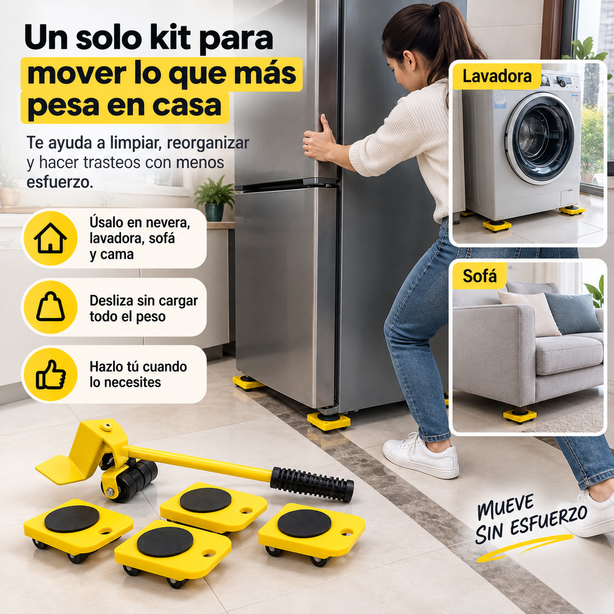 MueveFácil™ | Limpia por fin detrás de lo que nunca puedes mover