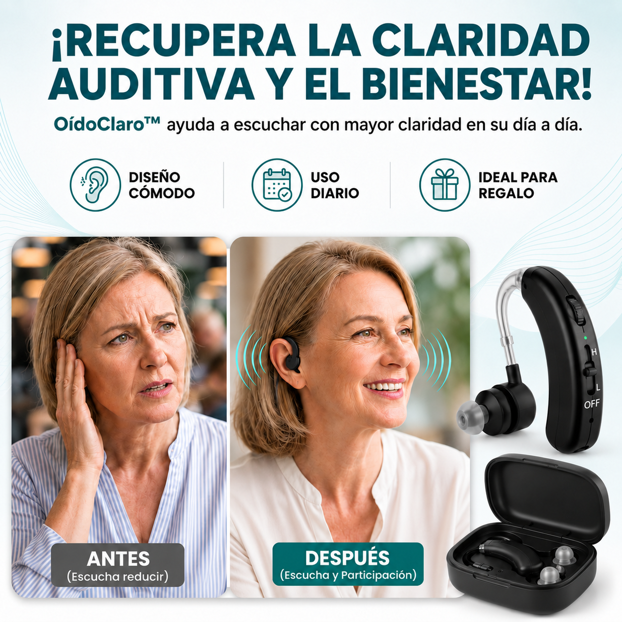 OídoClaro™  | Ayúdale a disfrutar nuevamente la televisión y las conversaciones.