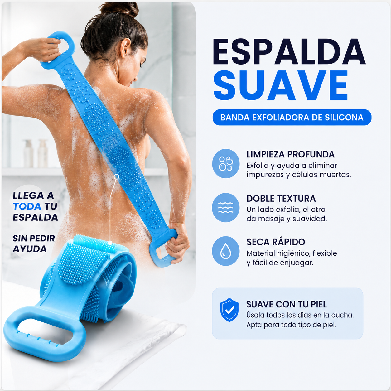 EspaldaSuave™ | Banda Exfoliadora de Silicona