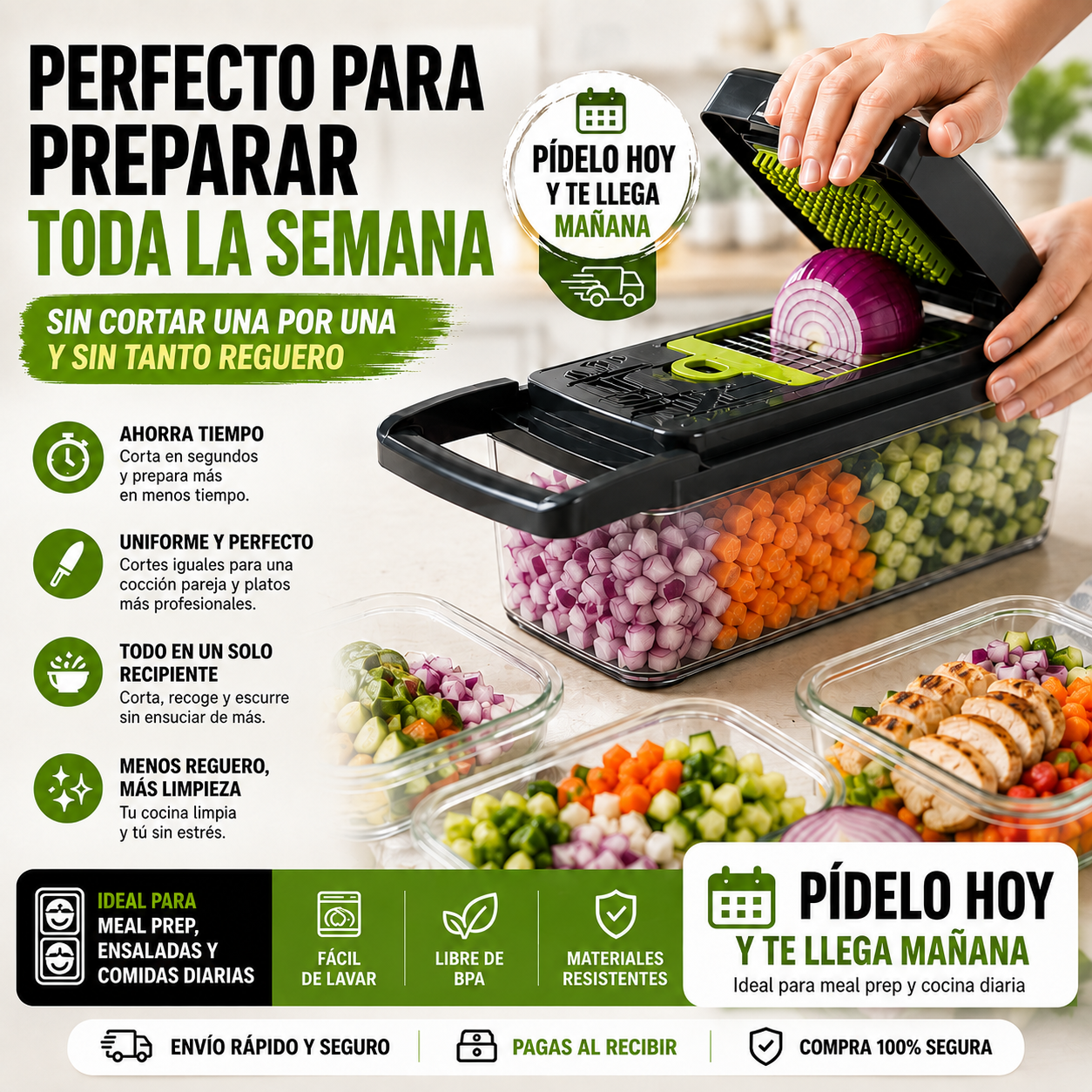 CortaListo™ | De verduras enteras a comida lista sin picar una por una